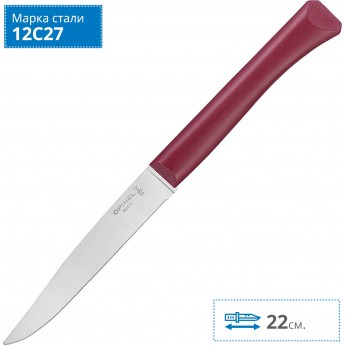 Нож столовый OPINEL N°125, полимерная ручка, нерж, сталь, темно-красный. 002196 Нож столовый OPINEL N°125, полимерная ручка, нерж, сталь, темно-красный. 002196